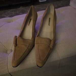 Brown Suede Leather Women Kitten Heels 9M